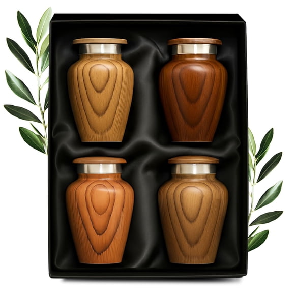 Juego de 4 Urnas Solace Forever con Impresión de Madera