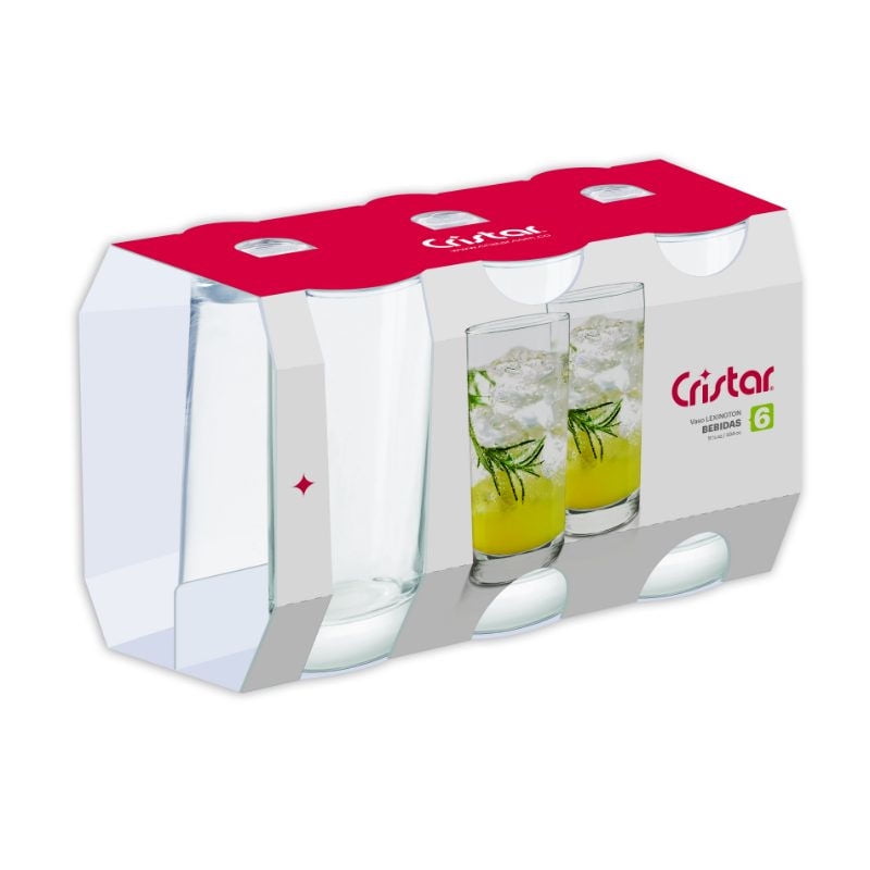 Cristar - Set 6 Vasos De Vidrio Alto Lexington