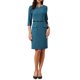thumbnail image 1 of INSPIRE CHIC Vestido de Trabajo para Mujeres con Mangas 3/4, Escote en V, Casual, de Negocios, Oficina, Ajustado, con Cinturón S Azul, 1 of 6