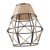 Ioensy - Pantalla De Lámpara De Cuerda Tejida Pantalla De Jaula De Metal Pantalla De Luz Colgante Industrial Estilo A
