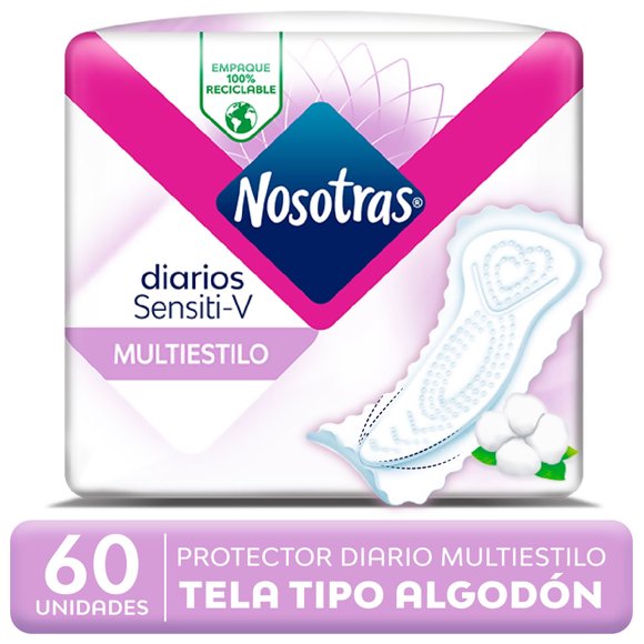 Protectores Femeninos Nosotras Diarios Sensiti-V Multiestilo, 60 Un