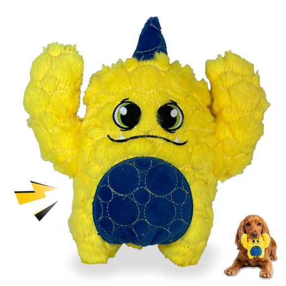 Juguete para perro Bite Force Monster Amarillo con chirrido y alta durabilidad