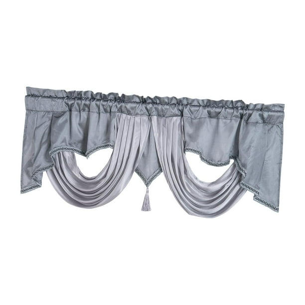 Cortina Con Bolsillo Para Barra, Decoración De Cenefa, Cortina Corta Para Baño, Dormitorio, Sótano, Gris