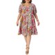 thumbnail image 2 of Agnes Orinda Vestido de Verano de Talla Grande para Mujer con Estampado Floral, Cuello en V, Manga Corta, Estilo Bohemio, para Playa o Vacaciones, con Bolsillo, Talla 1X, Rosa, 2 of 6