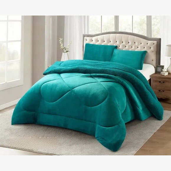 Cobertor Plumón Invierno Liso Cama 2 Plazas Cubre Cama Liso - TURQUESA.