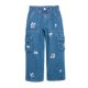 thumbnail image 1 of Jeans Niña Cargo Bordado Flores Azul, 1 of 3