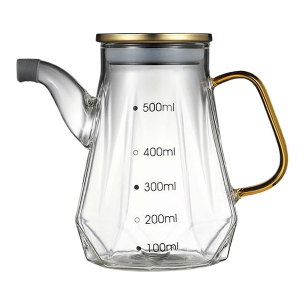 Botella Grande De Vidrio Para Aceite De Cocina, Dispensador De Aceite Y Vinagre Con Asa Y Tapa, 500 Ml