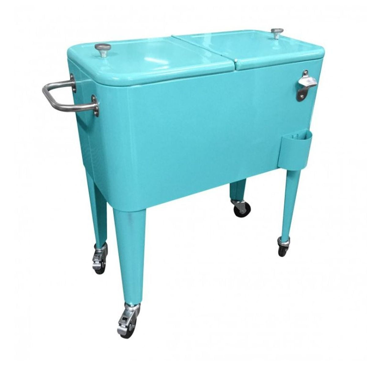 Tododescuento - Cooler Retro Metalico Menta Con Manilla Y Ruedas 60 Litros