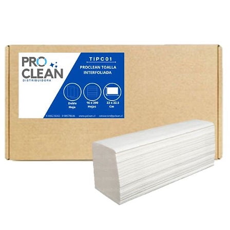 Toalla interfoliada Caja 16 X 200 UND Proclean