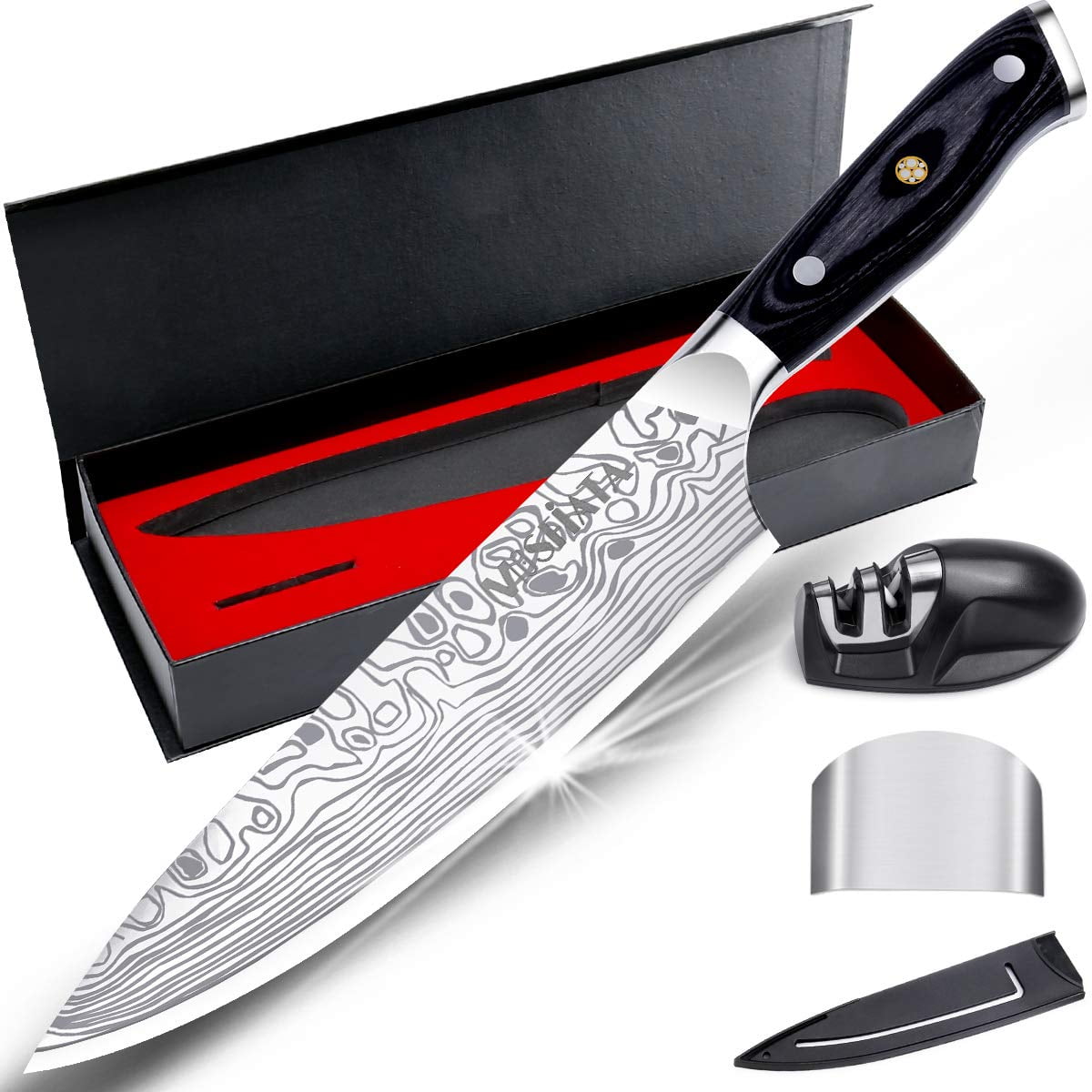 Cuchillo De Chef Mosfiata De Acero Inoxidable Alemán De 8 Pulgadas
