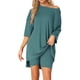 thumbnail image 1 of INSPIRE CHIC Conjunto de Salón de Punto Acanalado para Mujer Camiseta de Manga Corta Oversize y Pantalones Cortos de Cintura Alta Suave Conjunto de Verano 2XL Verde Lago, 1 of 6