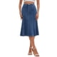 thumbnail image 1 of INSPIRE CHIC Falda Midi de Mezclilla para Mujer Regreso a Clases Cintura Alta Dobladillo de Cola de Pescado Falda de Jean Acampanada Azul XL, 1 of 6