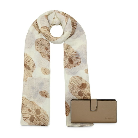 Pack Bufanda Omani Beige + Billetera Vesta Taupe