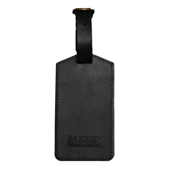 Identificador Para Equipaje Cuero Negro Hecho a Mano Raiquen