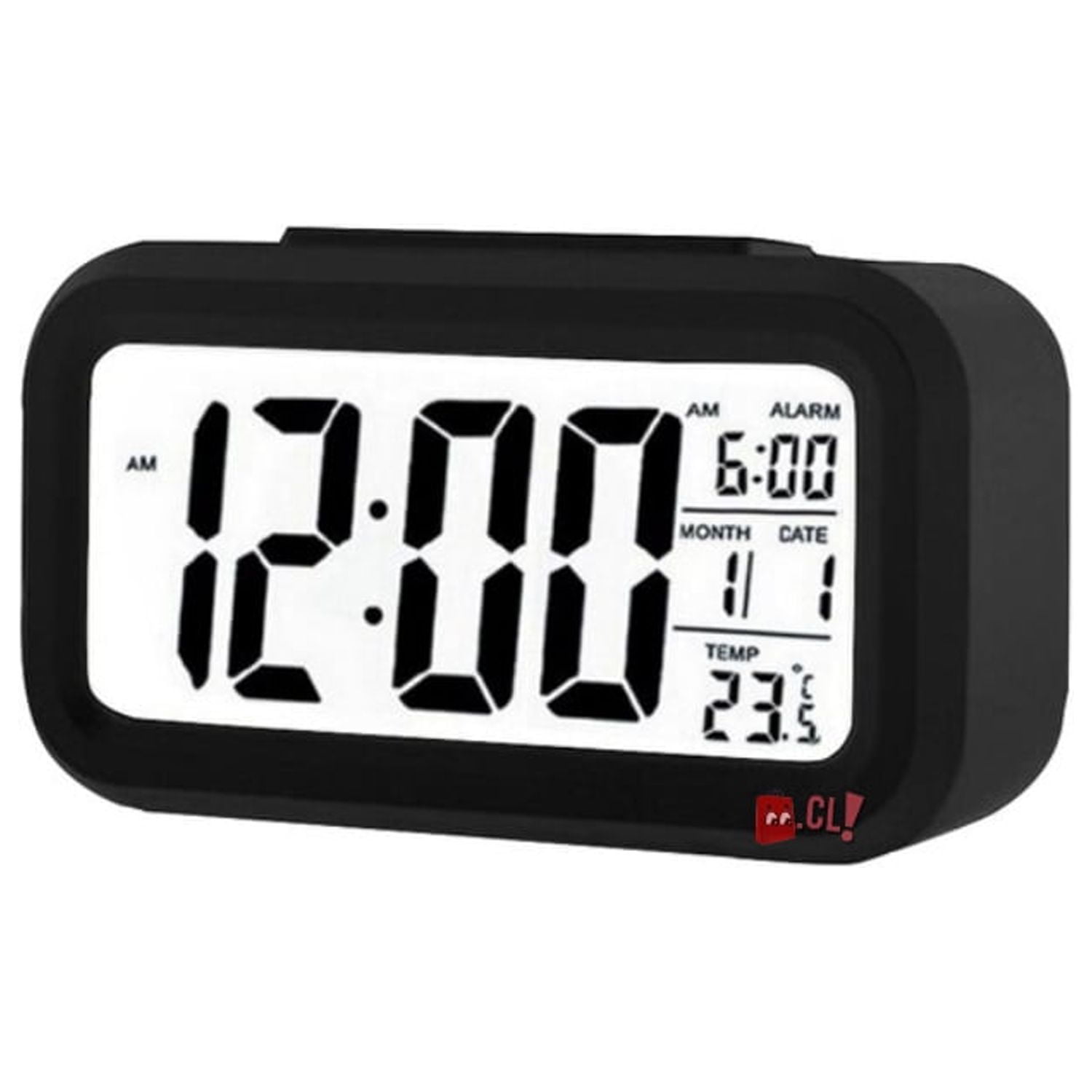 Tecnolab - Reloj Despertador Pantalla Lcd Fecha Y Calendario Negro - Ps