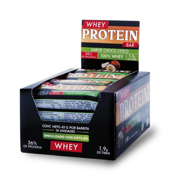 Revitta Wellness - 16 Barritas Proteína Whey Protein Bar Choco Coco 45 Grs.