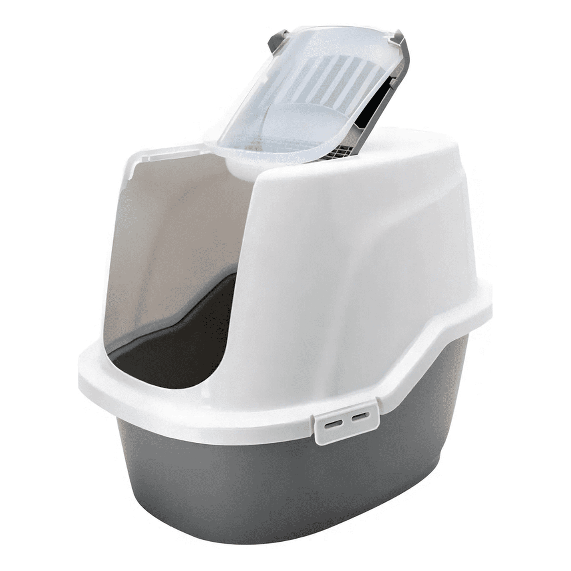 Pawise Baño Gato + Carbón Activo Arenero Para Gatos Cerrado Color Blanco