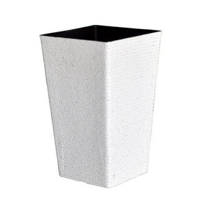 Fliperex - Macetero Plastico Alargado Premium Base Cuadrada Conica Blanco