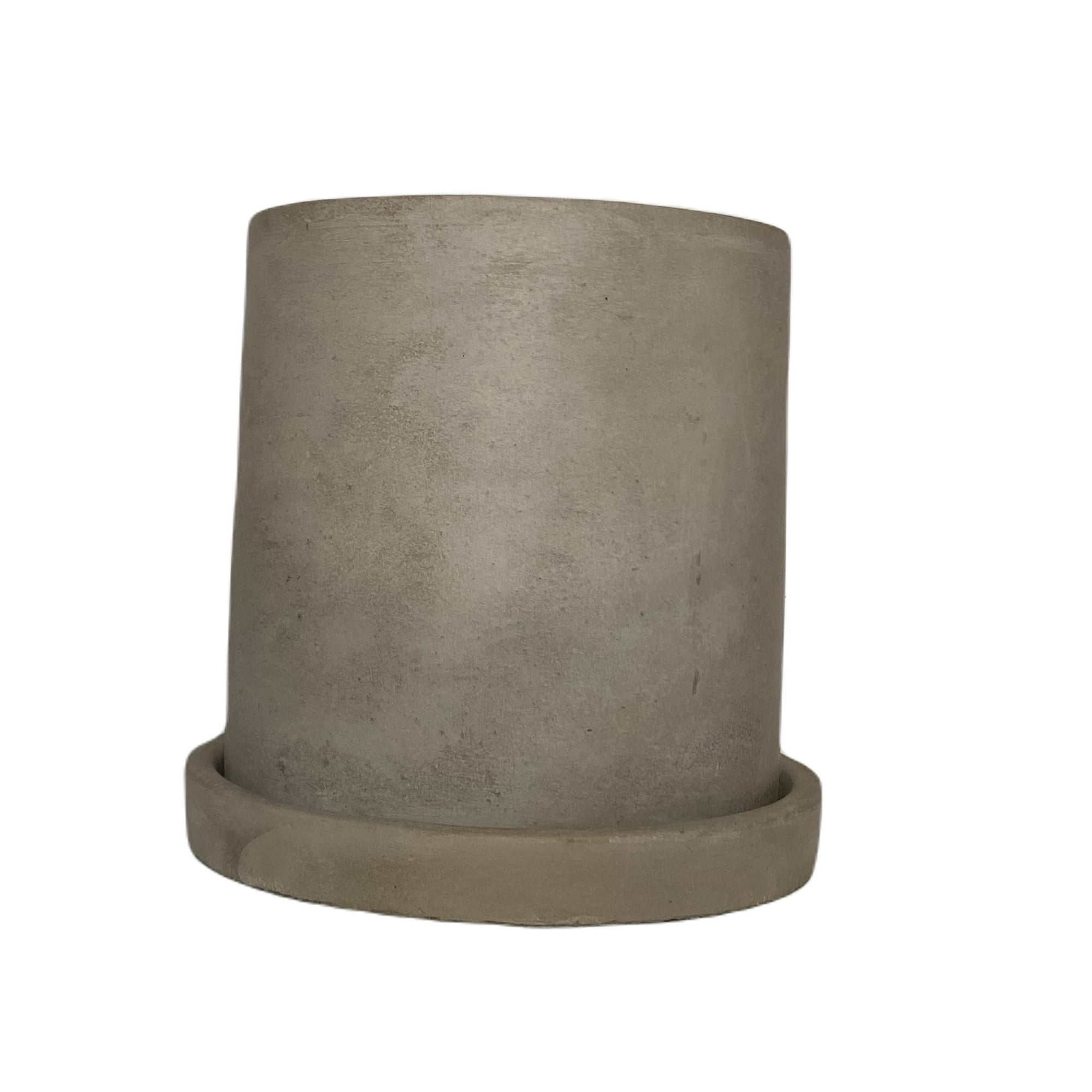 Decogreen - Macetero Cemento Cilindro Con Plato 13x13cm