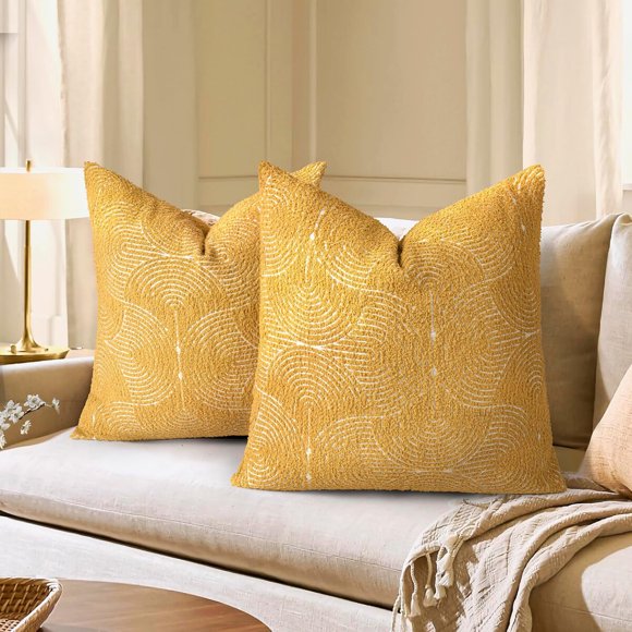 AELS Boho Decorative Textured Throw Pillow Covers 18x18, Org