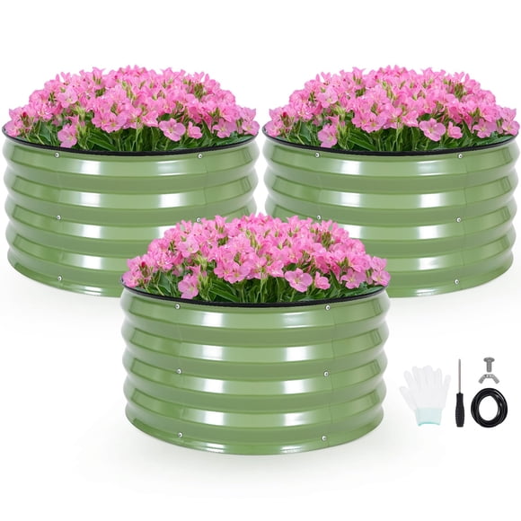 Macetas INNO STAGE 61 cm Redondas Pack de 3 Verde Oliva