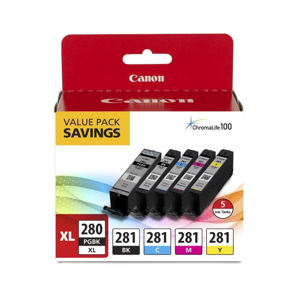 Cartucho de tinta Canon PGI-280XL/CLI-281, paquete de 5 colores TR8520