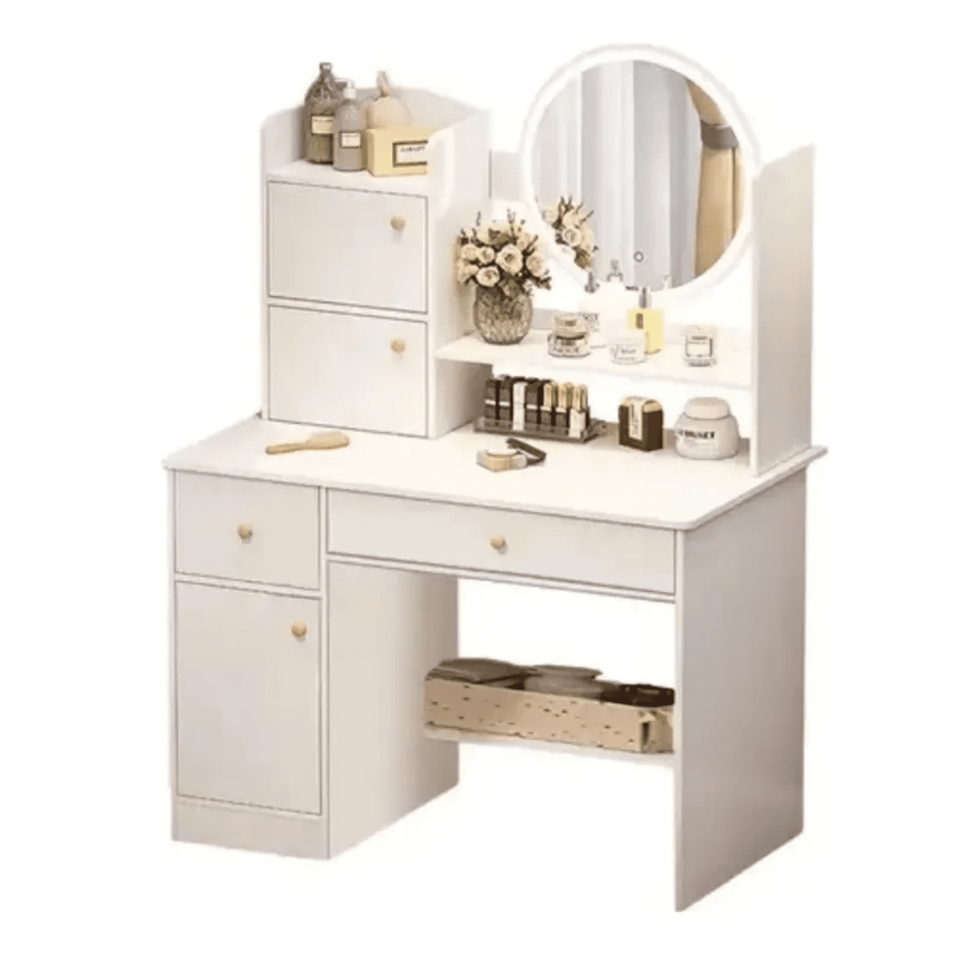 Genérico - Tocador De Maquillaje Con Espejo Luz Led + Cajones