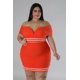thumbnail image 1 of Saronite Conjunto de Top de Escote en V con Escote en Forma de Corazón y Hombros Descubiertos, Cintura Elástica y Falda de Cintura Alta, Rojo (para Mujer), 1 of 3
