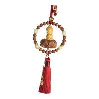 Magideal - Estatua De Buda, Colgante Para Espejo Retrovisor Del Coche, Decoración Colgante Para Coche, Accesorios Automotrices, Colgante Decorativo Para Espejo R Rojo Con Cuentas Espaciadoras
