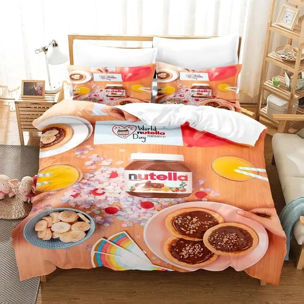 Cartoon Nutellas Bedding Set Boys Girls Duvet Cover Pillowcase Bed Adult Fashion Home Textileextile