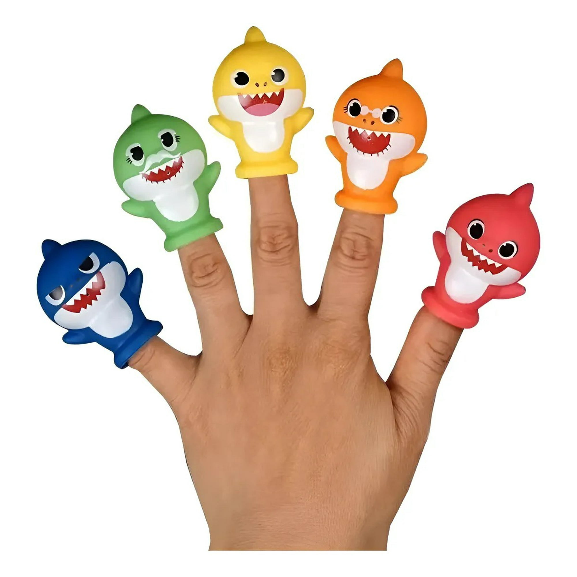 Genérica - Kit 5 Juguete De Baño Titeres Dedo Baby Shark Tiburon Bebe