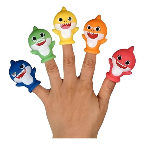 Genérica - Kit 5 Juguete De Baño Titeres Dedo Baby Shark Tiburon Bebe