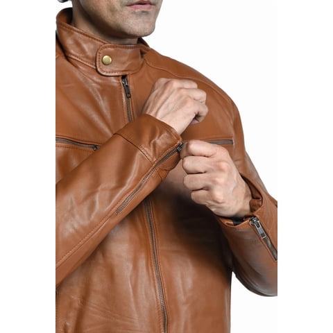 Chaqueta De Cuero Sharo Classic Leather Marrón Hombre