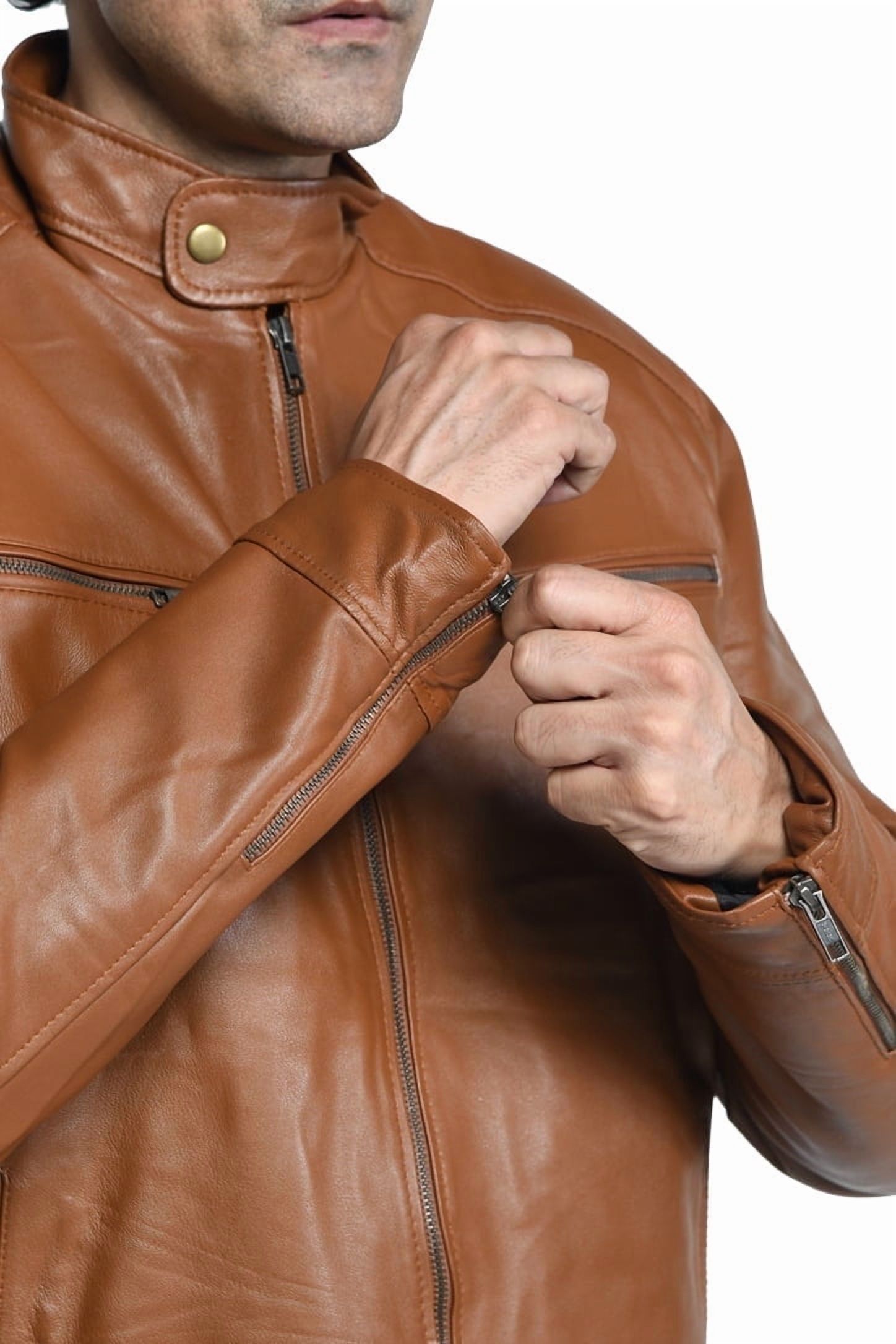 Chaqueta De Cuero Sharo Classic Leather Marrón Hombre