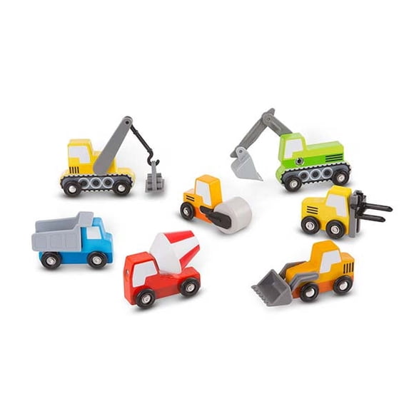 Set de vehículos de juguete Melissa & Doug Wooden Construction, 8 piezas