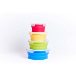 Pro Outdoor - Juego 4 Contenedores Redondos Plegables De Silicona