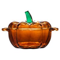 Magideal - Plato De Dulces De Vidrio Con Tapa, Tarro De Dulces, Recipiente Para Joyas, Tarro De Galletas, Tazón Con Forma De Calabaza Para Buffet, Decoración Del Naranja