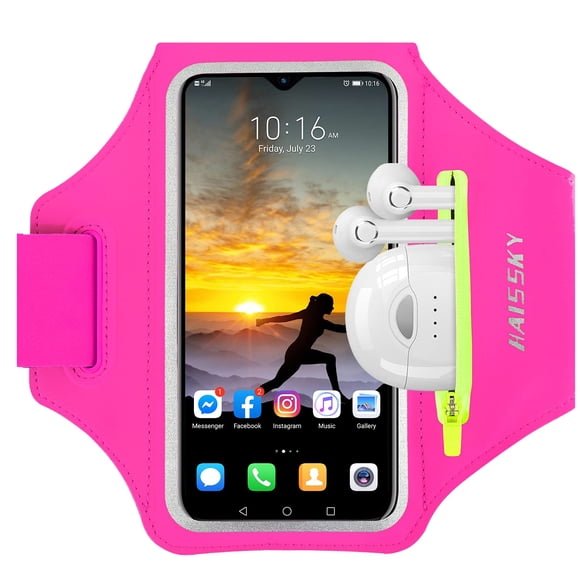 Banda para correr HAISSKY con bolsillo para auriculares de hasta 17,5 cm