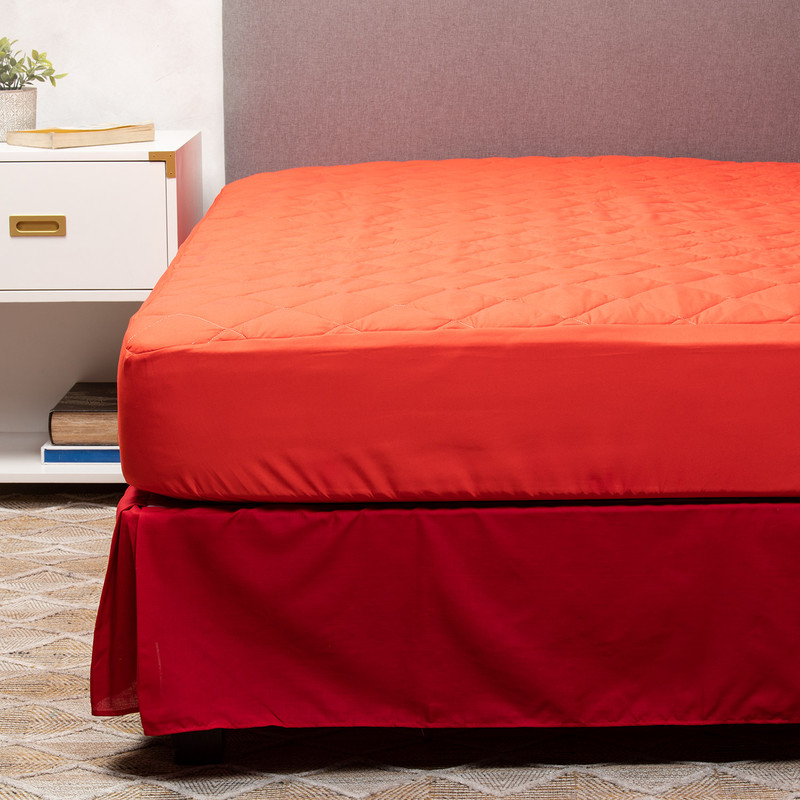 Arthome - Cubrecolchón + Faldón Rojo King