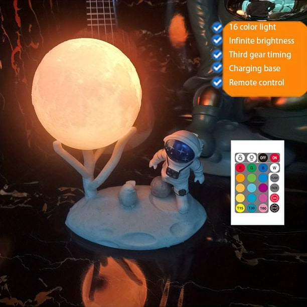 1pc Cute Mini Night Light, Moon Cute Figure Light Rechargeable Astronaut Decoration Astronaut Lamp Tabletop Light Healing Astronaut Astronaut Creative Gift Car Carrying Inside Cake Decoration Luminou