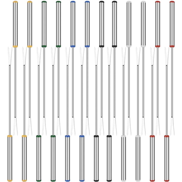 Tenedores para fondue BetterJonny de acero inoxidable, 24 unidades, 23,5 cm, 6 colores