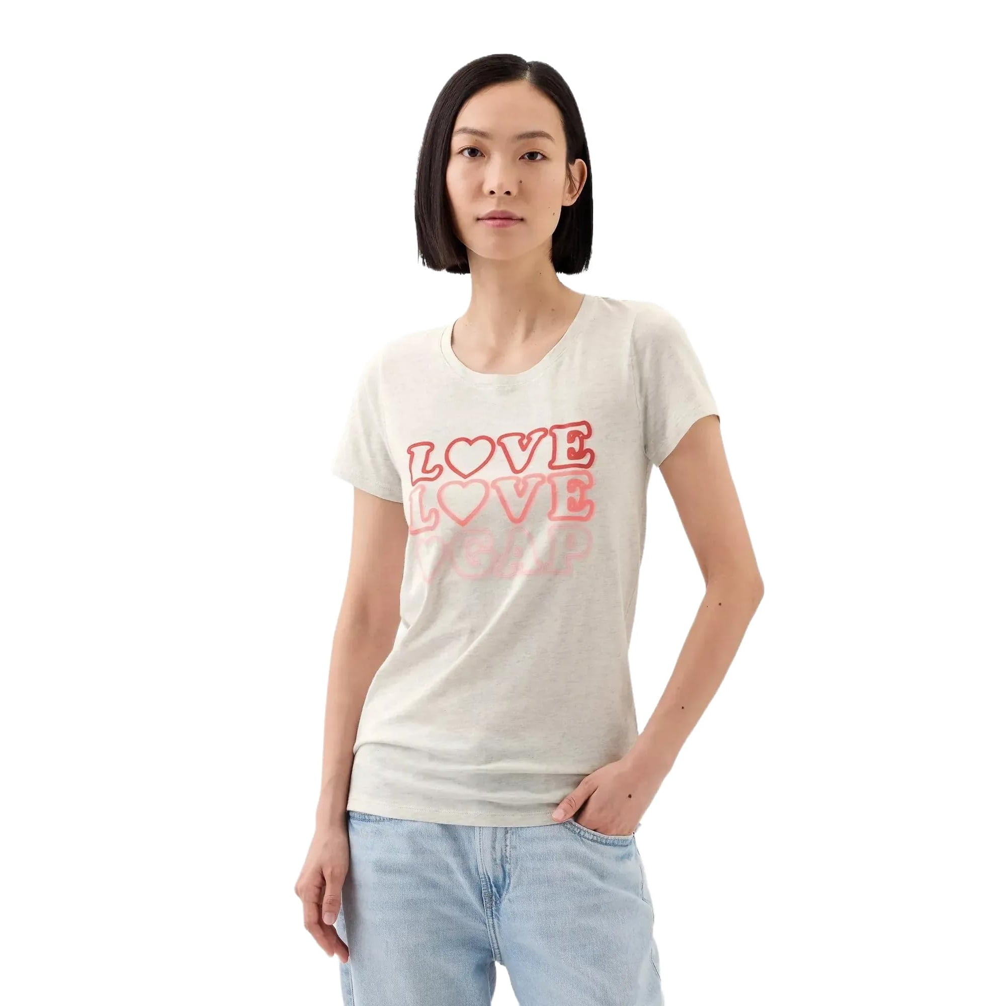 Camiseta Gap Con Cuello Redondo Favorita Para Mujer Love Gap Grey Xs