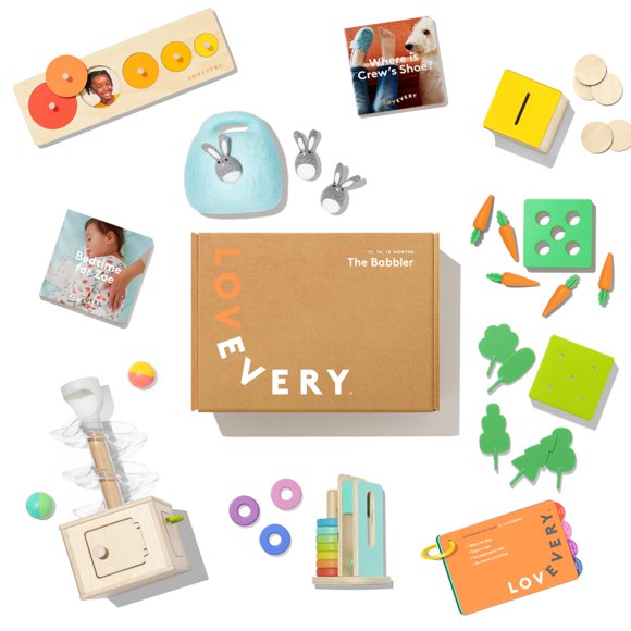 Kit de juego Lovevery The Babbler con libro extra de 1 año
