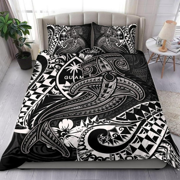 Juego de cama polinesio Guam - Tatuaje polinesio Tiburón blanco