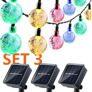 Genérico - Set 3 Guirnalda Solar Gotitas Rgb 50 Led Jardin 6 Metros