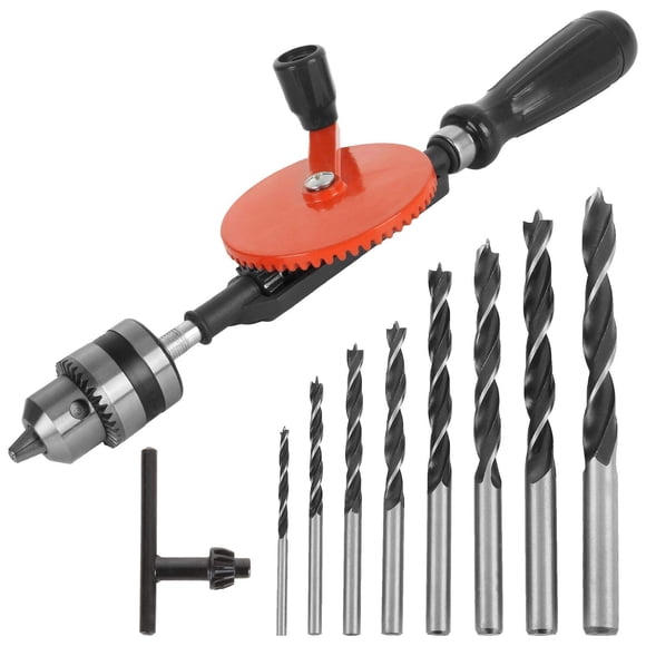 Taladro manual Wencheng de 3/8 pulgada con manivela y 8 brocas