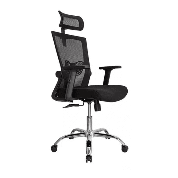 Silla de oficina presidente Ergonomus Delphi base cromada color negro