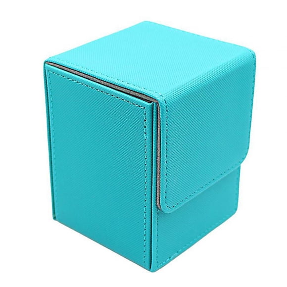 Estuche protector para baraja de cartas, de piel sintética, para guardar más de 100 cartas. Azul