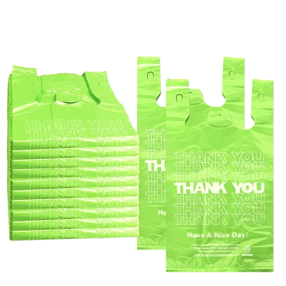 Bolsas tipo camiseta Yoya, color verde lluvia, 1000 unidades, reutilizables y desechables
