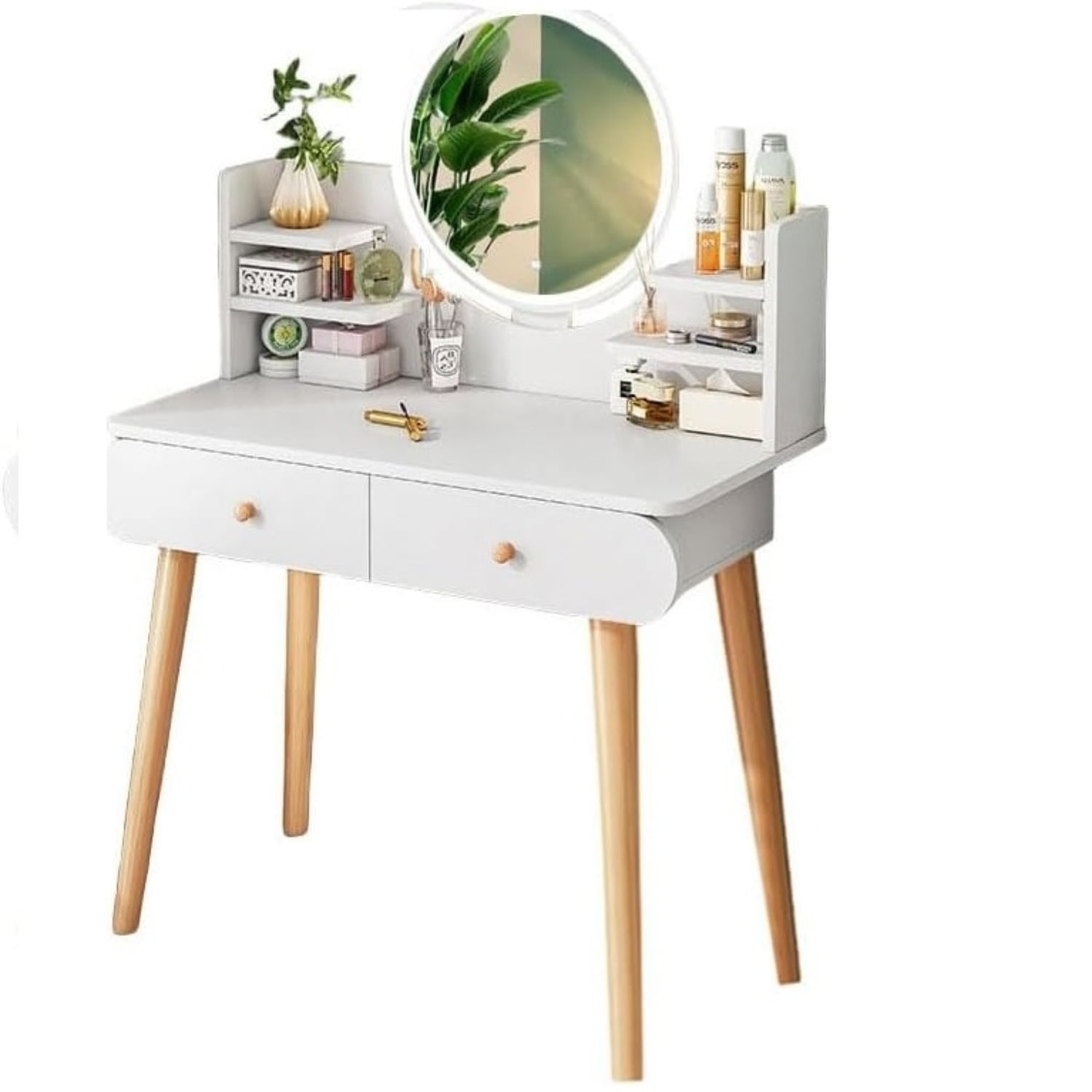 Genérico - Tocador Maquillador Con Luces Led Espejo Y 4 Cajones Color Blanco